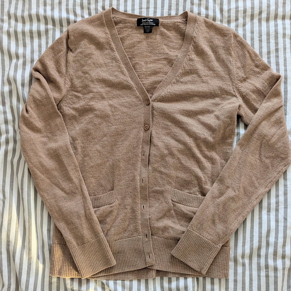 Lord & Taylor Light Brown Cardigan Sweater